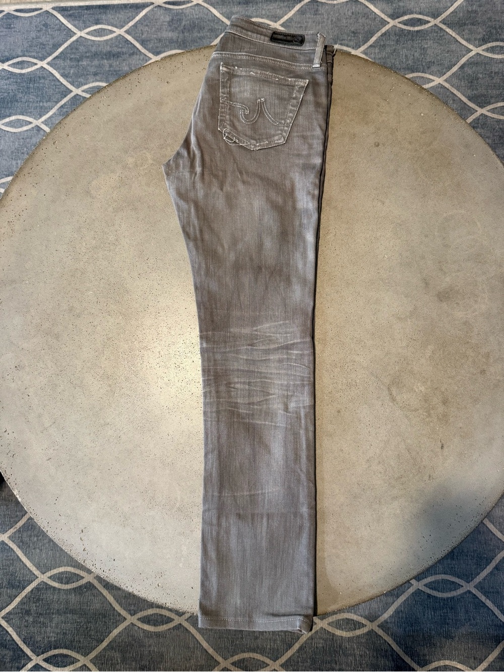 Premier Washed Gray Denim Jeans with Back Pocket Stitching